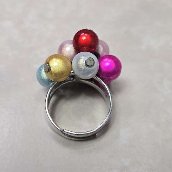 Multicolor Beaded Women's Sliver Tone Ring Size 7 - Picture 11 of 17